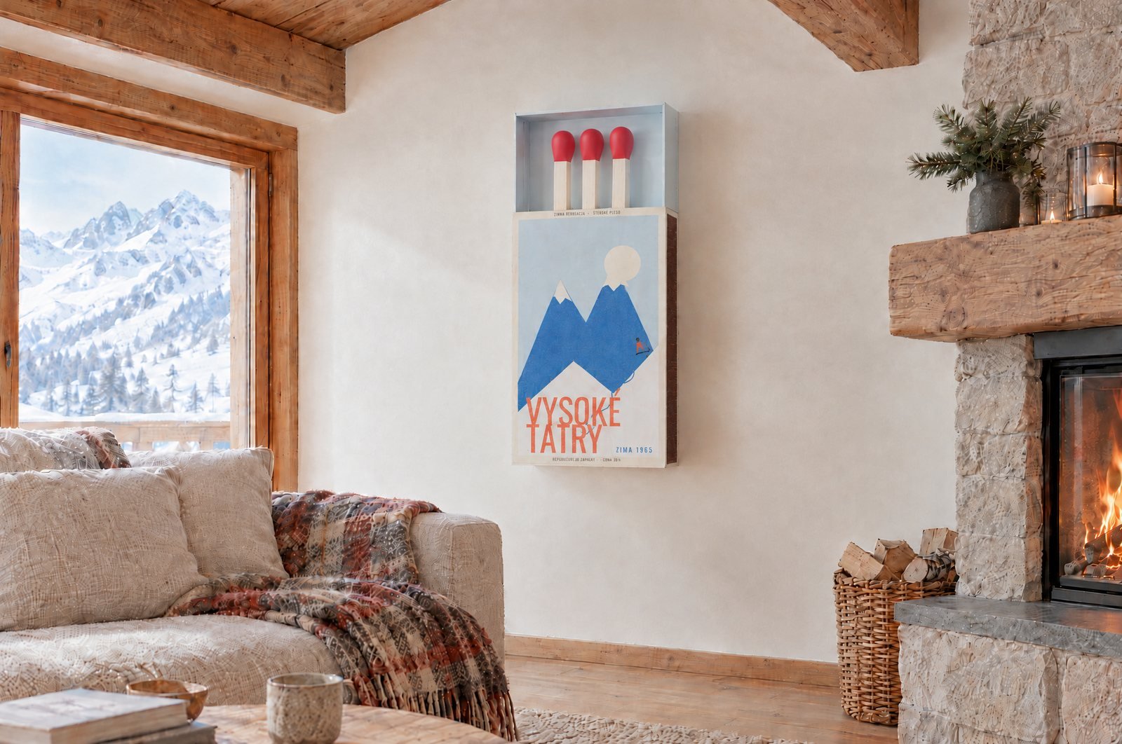 Škatuľka Vysoké Tatry zavesená v interiéri