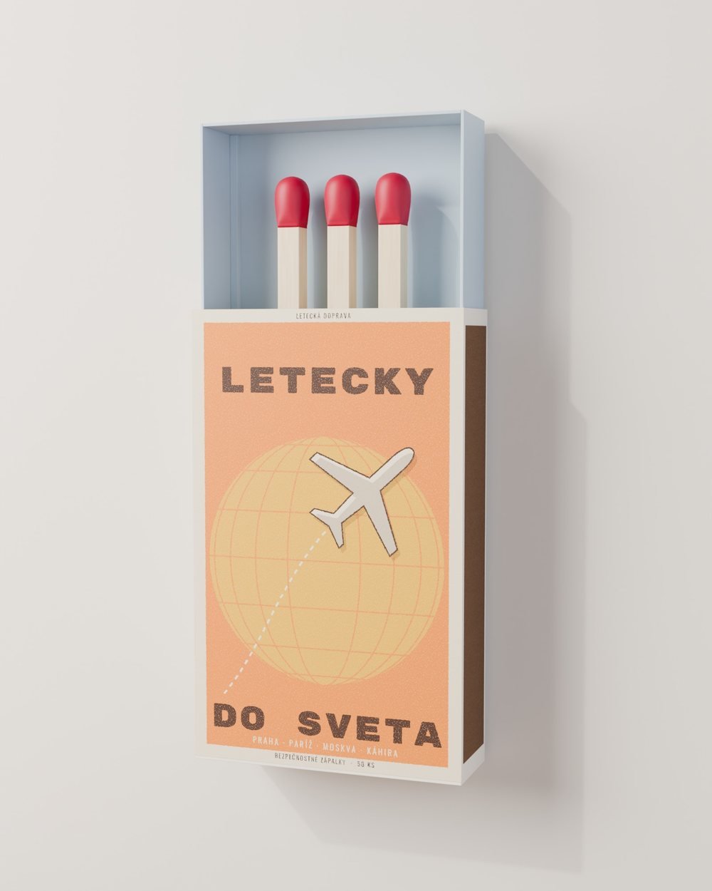 Škatuľka Letecky do sveta na stene